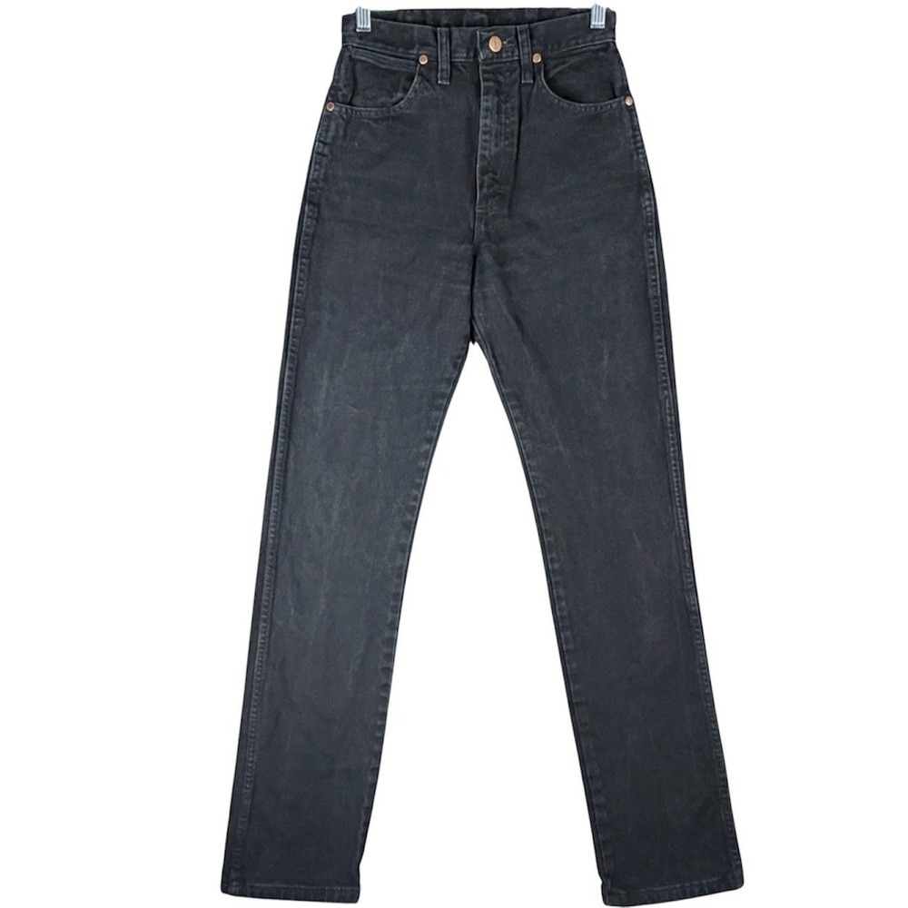 Wrangler Womens 26W 33L High Rise Straight Leg Jeans Black Denim Gorpcore Casual
